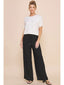 Soft Linen Wide Leg Pants: Black