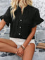 Button Down Ruffled Short Sleeve Shirt