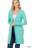 Full Sleeve Long Snap Cardigan - Ash Mint