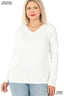 Microfiber Long Sleeve V Neck Tee - Ivory
