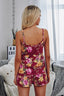 Sleeveless Floral Set - Wine
