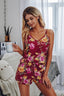 Sleeveless Floral Set - Wine