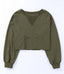 Drop Shoulder Cropped Sweater - Green
