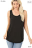 Curvy Modal Sleeveless Round Neck & Hem Top - Black