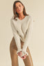 Woven Knit Sweater With Flutter Cuff - Ivory