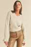 Woven Knit Sweater With Flutter Cuff - Ivory
