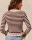 Stripe Crochet Trim Sleeve Sweater