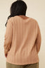 Curvy Long Cuff Cable Knit Pullover Top - Taupe