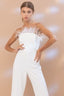 Tube Front Feather Jumpsuit - White