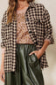 Curvy Front Button Down Tweed Oversized Jacket
