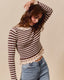 Stripe Crochet Trim Sleeve Sweater