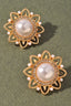 Pearl Bead Flower Post Earrings