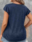 V Neck Ruffle Sleeve Top - Navy