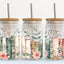 Floral Books Frosted Glass Tumbler