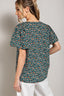 V Neck Print Short Sleeve Top - Kelly Green