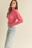 Ribbed Mock Neck Sweater - Raspberry Cream