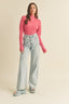 Ribbed Mock Neck Sweater - Raspberry Cream