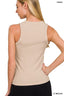 Ribbed Scoop Neck Tank Top - Light Mocha
