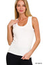 Ribbed Scoop Neck Tank Top - Off White