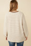 Curvy Soft Stripe Knit Contrast Long Sleeve - Taupe