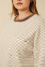 Curvy Soft Stripe Knit Contrast Long Sleeve - Taupe