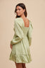 Front Twisted Satin Mini Dress - Pistachio