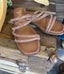 Jackie Criss Cross Rhinestone Sandal - Rose Gold