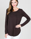 Modal Long Sleeve Round Neck Top - Brown
