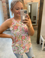 Floral Print Halter Tank Top - Pink