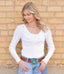 Cable Crossed V Neck Sweater - White