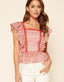 Backroad Eyelet Peplum Top - Red