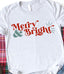 Merry and Bright Christmas Graphic Tee - Athletic Heather