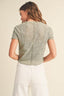 Patterned Fabric Top With Tank Top - Sage