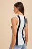 Vertical Stripe Lettuce Edge Tank - Ivory/Black