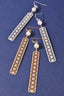 Flat Metal Bar Pearl Earrings