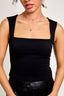 Square Neck Sleeveless Knit Top - Black