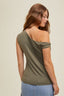 Asymmetrical One Shoulder Knit Top - Olive