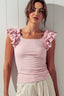 Ruffled Scrunchy Shoulder Top - Pink