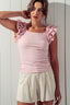 Ruffled Scrunchy Shoulder Top - Pink