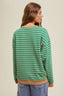 Striped Oversized Crewneck Pullover - Taupe/Green
