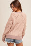 Round Neck Cable Knit Detail Sweater - Mauve