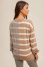 Stripe Dolman Color Block Sweater - Taupe/Grey