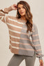 Stripe Dolman Color Block Sweater - Taupe/Grey