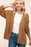 Curvy Button Down Solid Sweater Cardigan - Camel