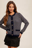 Tweed Sweater Cardigan - Navy