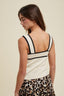 Contrast Sweater Tank Top - Taupe/Black