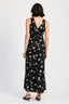 FLORAL V NECK MAXI DRESS: BLACK