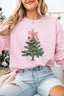 Coquette Bow Christmas Tree Sweatshirt - Pink