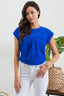 Floral Eyelet Lace Trim Back Button Top