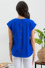 Floral Eyelet Lace Trim Back Button Top